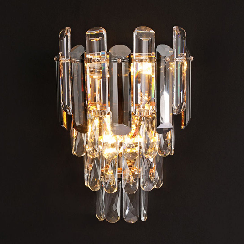 Geometric Shape Crystal Wall Sconces Modern 2-Lights Wall Mount Light Fixture