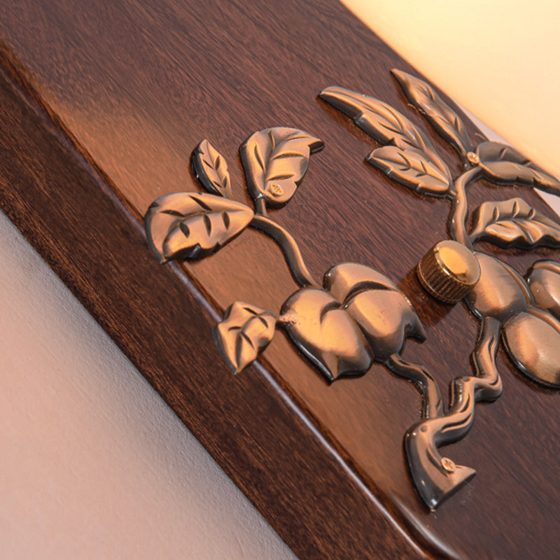 Glass Shade Wall Mounted Light Fixture Modernism Wooden Wall Mounted Sconce