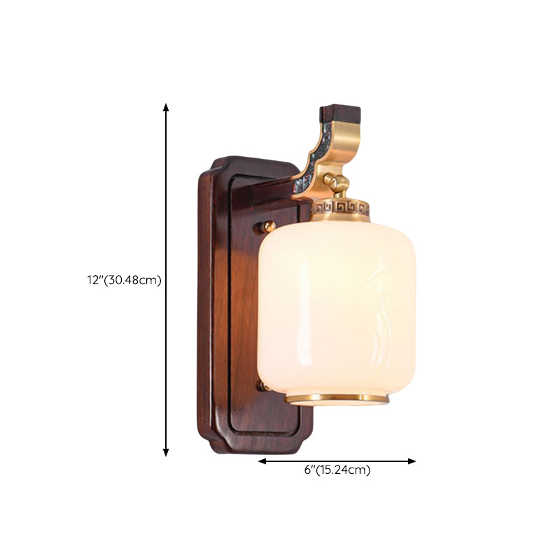 Glass Shade Wall Mounted Light Fixture Modernism Wooden Wall Mounted Sconce