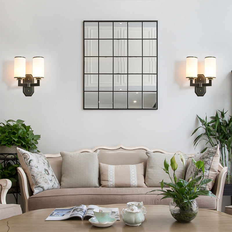 Cylinder Shape Glass Vanity Lamp Modern Style 1/2 Light Vanity Light Fixture