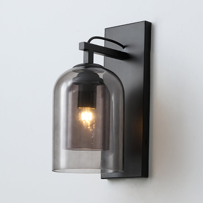 Cylinder Shape Glass Vanity Lamp Industrial Style 1 Light Vanity Light Fixture