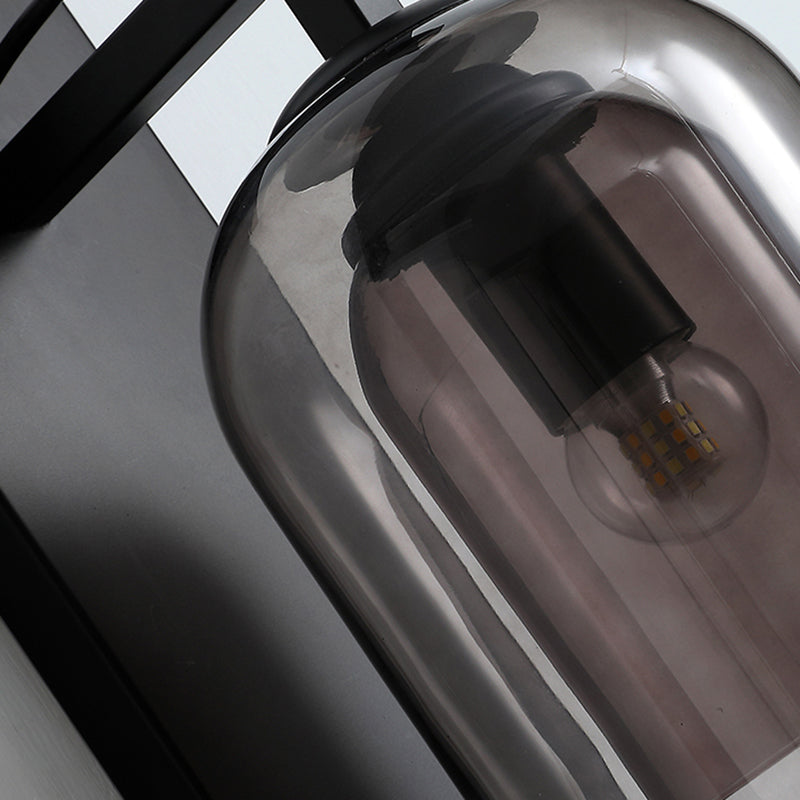 Cylinder Shape Glass Vanity Lamp Industrial Style 1 Light Vanity Light Fixture