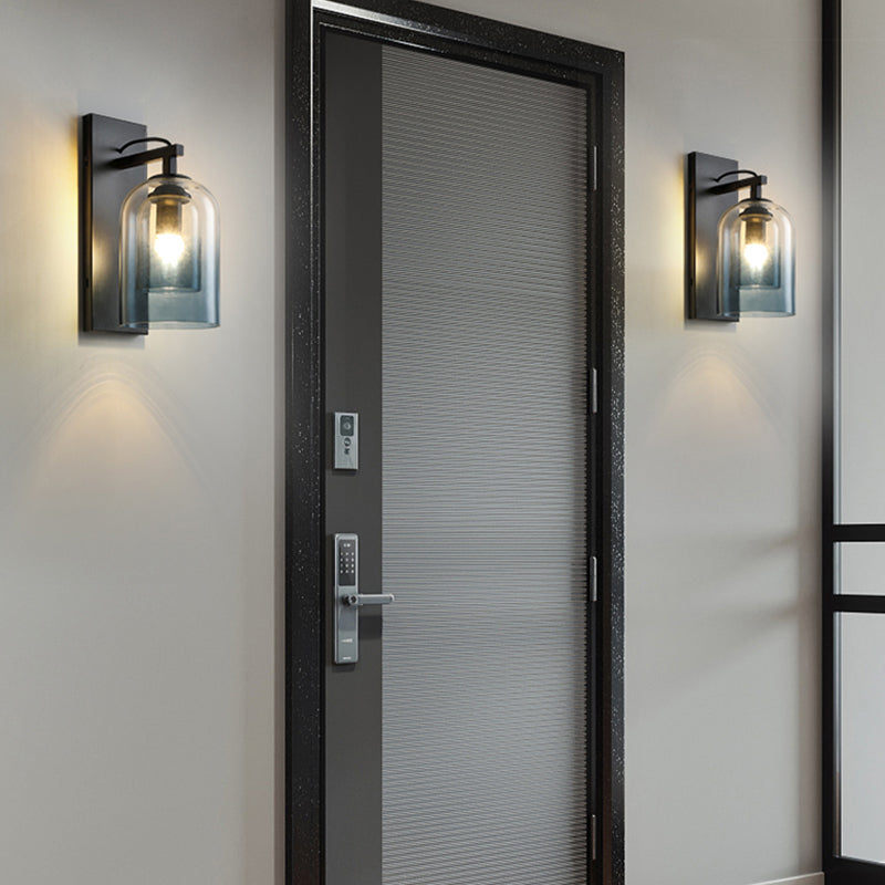 Cylinder Shape Glass Vanity Lamp Industrial Style 1 Light Vanity Light Fixture