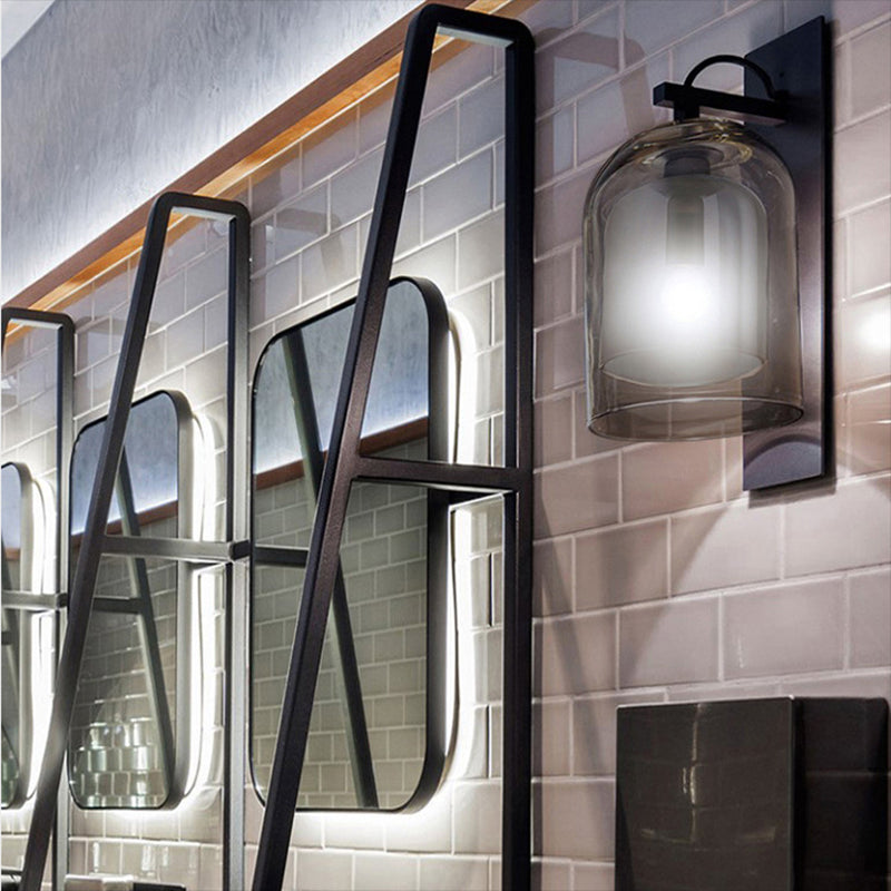 Cylinder Shape Glass Vanity Lamp Industrial Style 1 Light Vanity Light Fixture