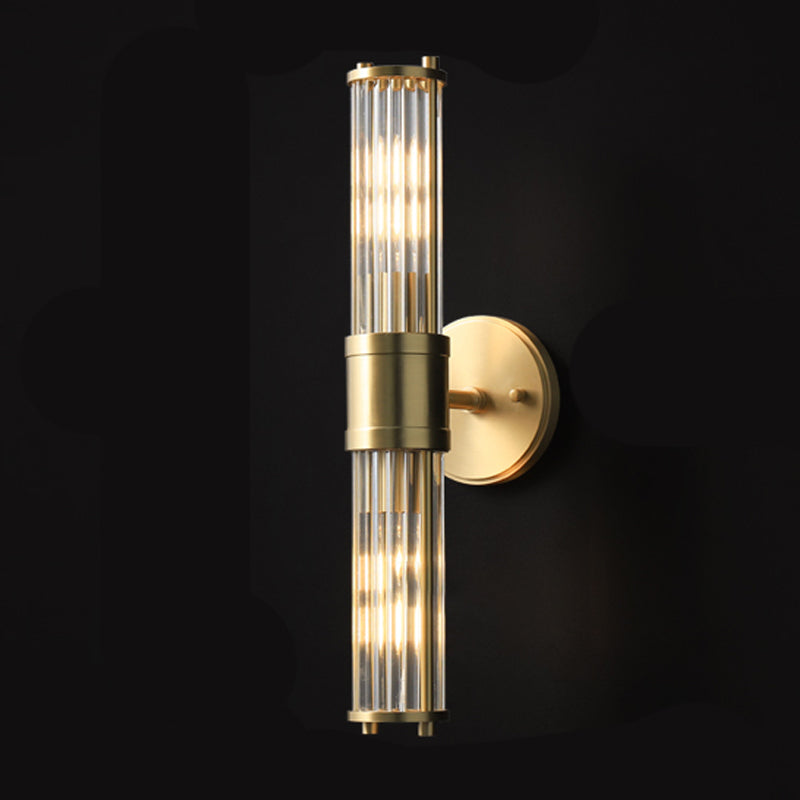 Cylinder Shape Metal Vanity Lamp Modern Style 2 Lights Vanity Light Fixture in Gold