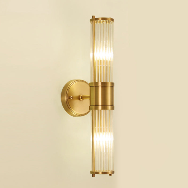 Cylinder Shape Metal Vanity Lamp Modern Style 2 Lights Vanity Light Fixture in Gold