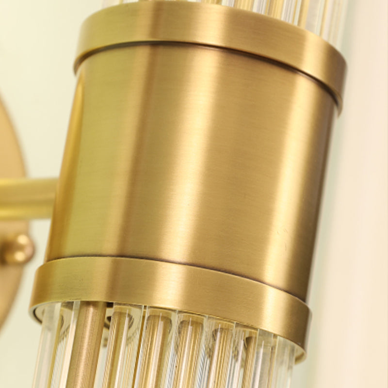 Cylinder Shape Metal Vanity Lamp Modern Style 2 Lights Vanity Light Fixture in Gold