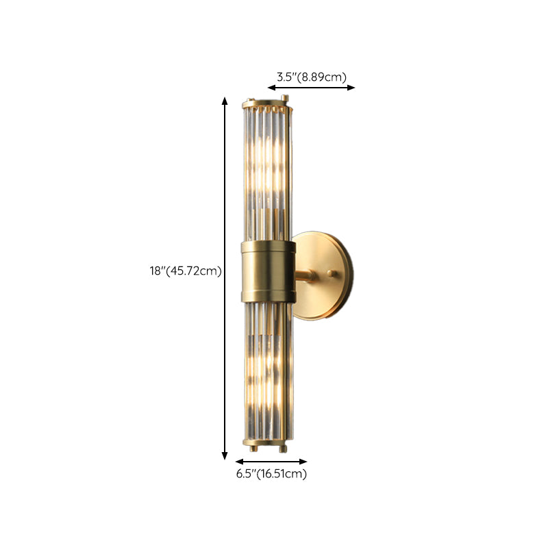 Cylinder Shape Metal Vanity Lamp Modern Style 2 Lights Vanity Light Fixture in Gold