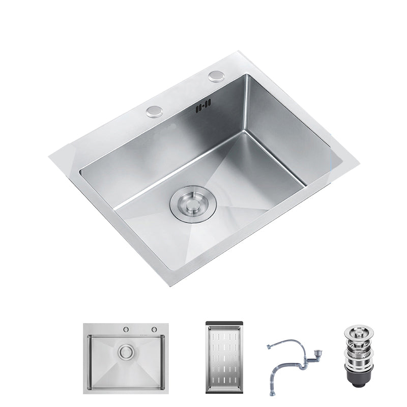 Stainless Steel Drop-In Kitchen Sink Overflow Hole Design Kitchen Sink with Faucet