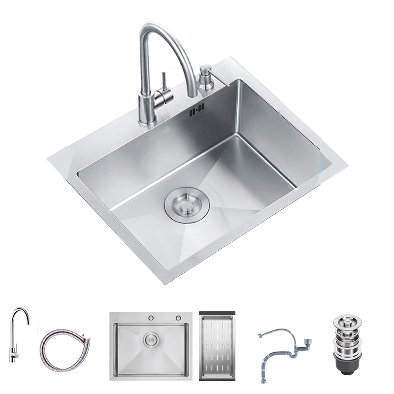 Stainless Steel Drop-In Kitchen Sink Overflow Hole Design Kitchen Sink with Faucet