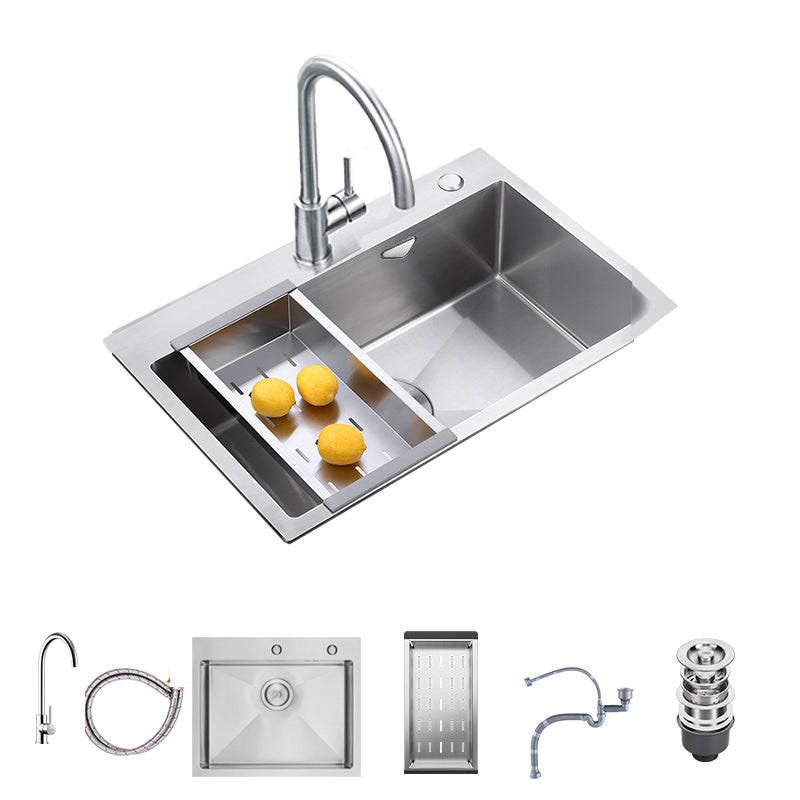 Stainless Steel Drop-In Kitchen Sink Overflow Hole Design Kitchen Sink with Faucet