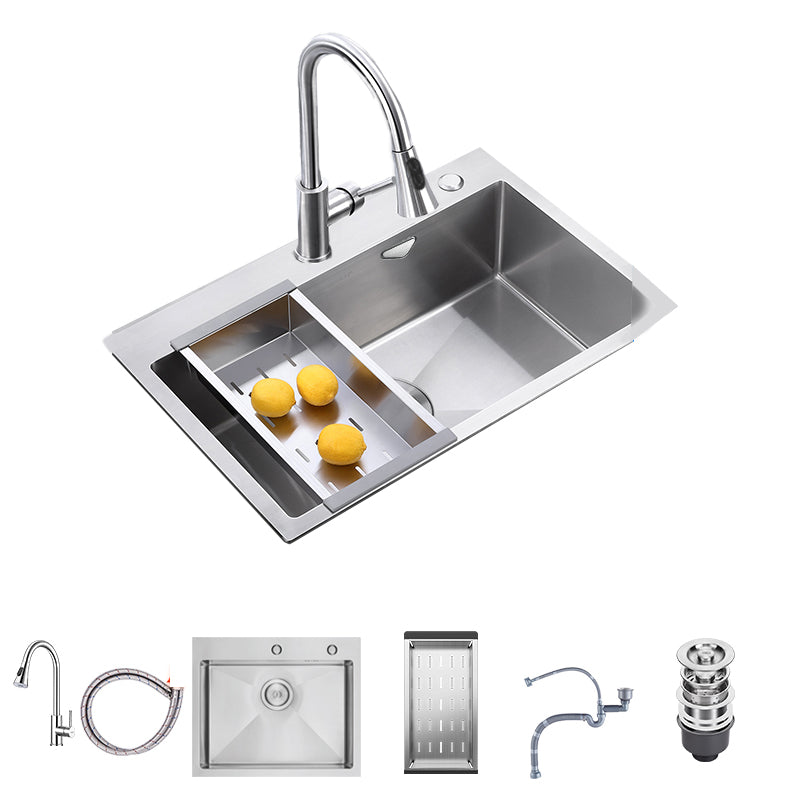 Stainless Steel Drop-In Kitchen Sink Overflow Hole Design Kitchen Sink with Faucet