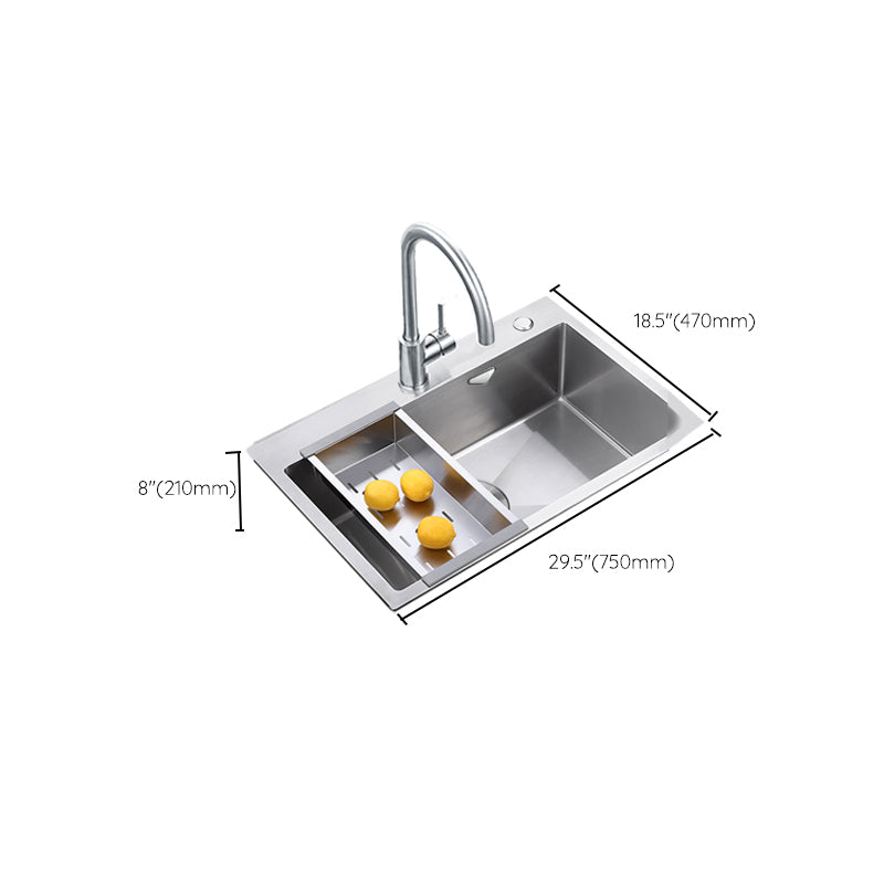 Stainless Steel Drop-In Kitchen Sink Overflow Hole Design Kitchen Sink with Faucet
