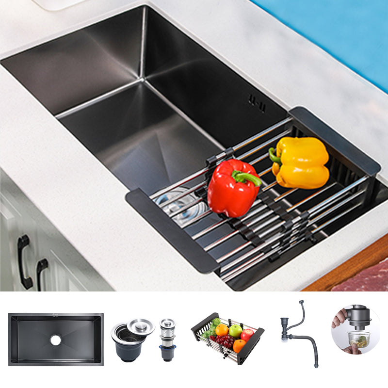 Black Single Bowl Kitchen Sink Stainless Steel Sink with Soap Dispenser