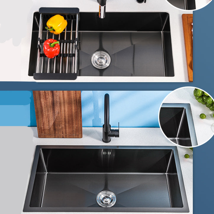 Black Single Bowl Kitchen Sink Stainless Steel Sink with Soap Dispenser