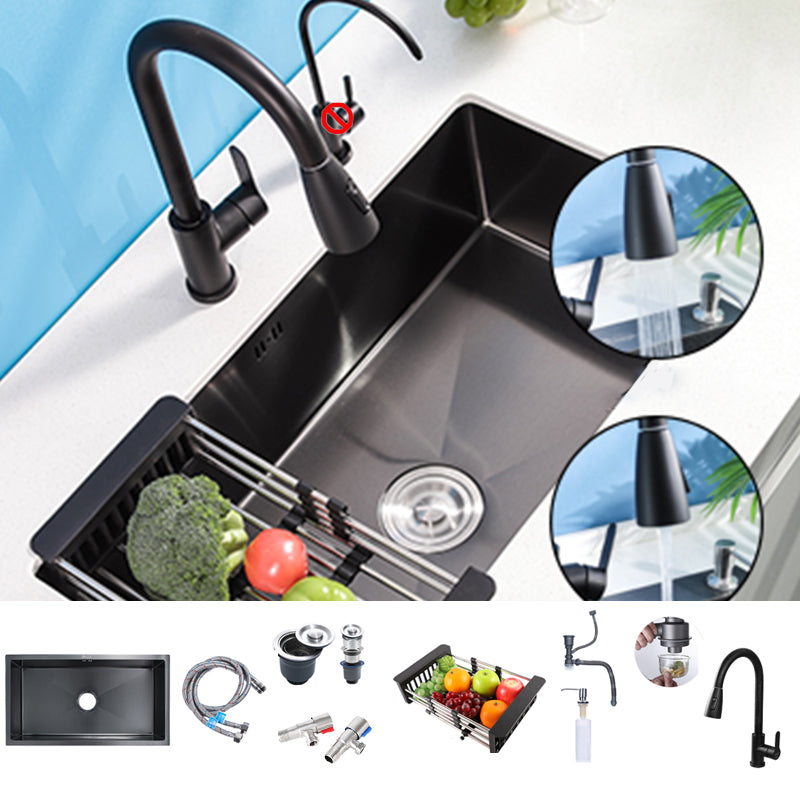 Black Single Bowl Kitchen Sink Stainless Steel Sink with Soap Dispenser