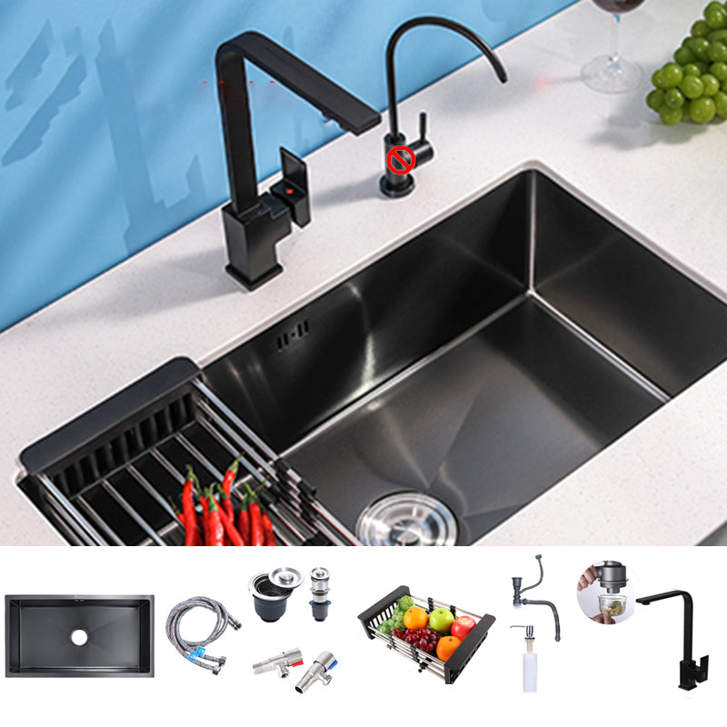 Black Single Bowl Kitchen Sink Stainless Steel Sink with Soap Dispenser