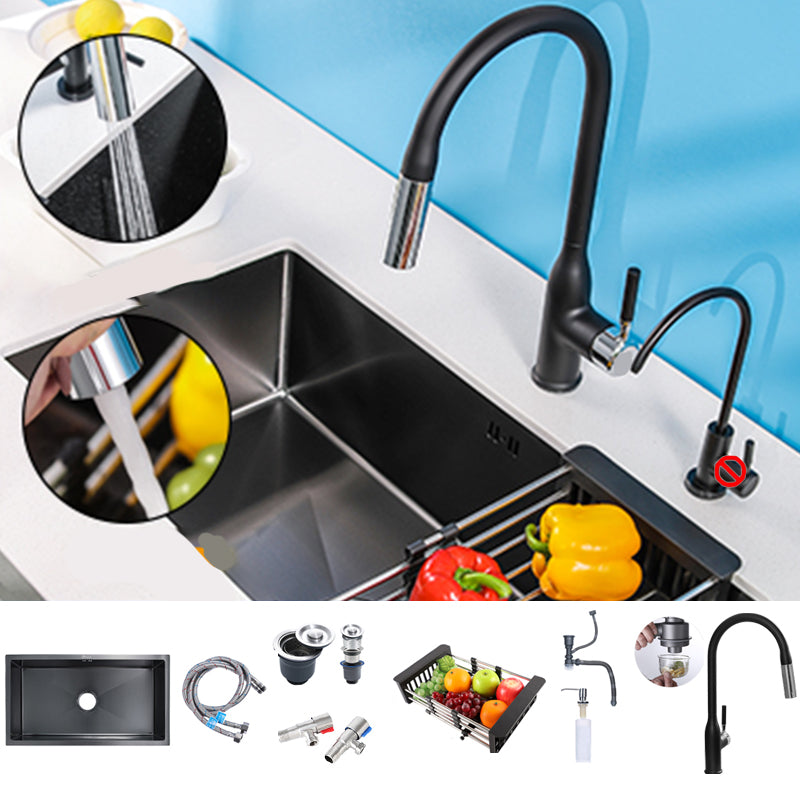 Black Single Bowl Kitchen Sink Stainless Steel Sink with Soap Dispenser