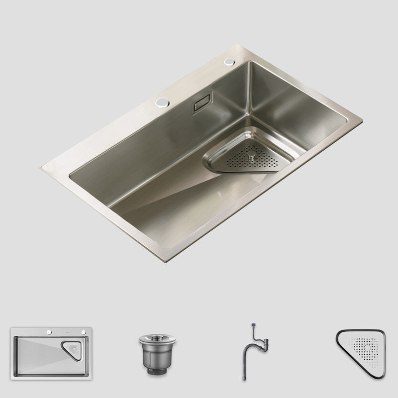 Modern Stainless Steel Kitchen Sink Single Bowl Rectangle Sink with Soap Dispenser