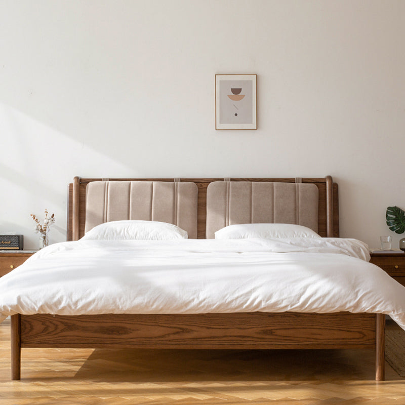 Mid-Century Modern Solid Color Bed Wood Rectangular Bed Frame