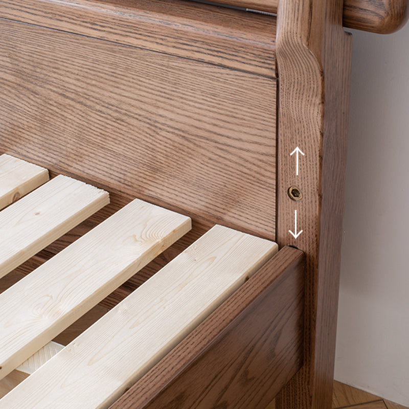 Mid-Century Modern Solid Color Bed Wood Rectangular Bed Frame