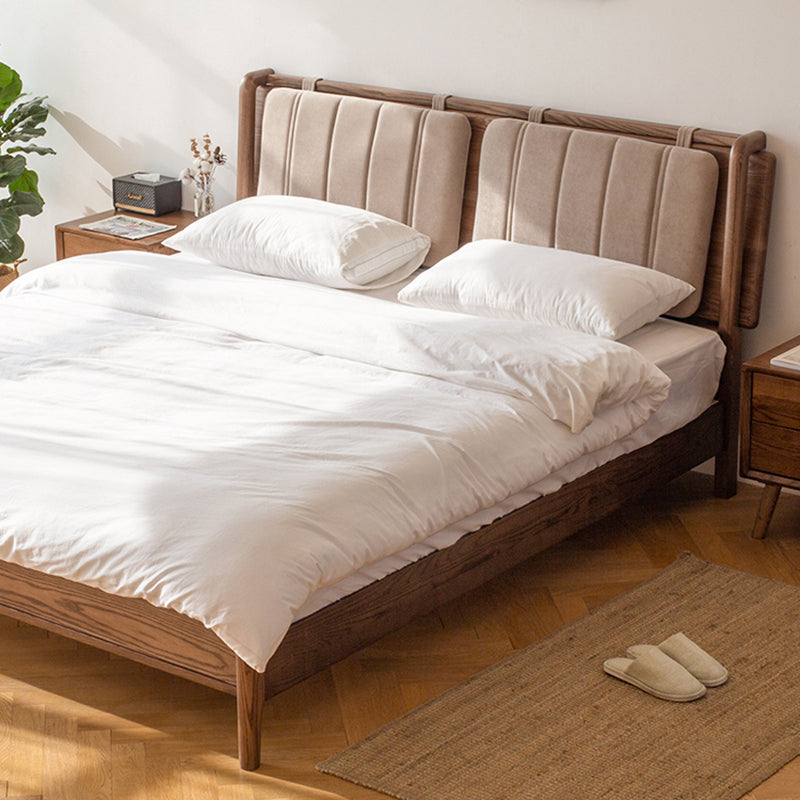 Mid-Century Modern Solid Color Bed Wood Rectangular Bed Frame