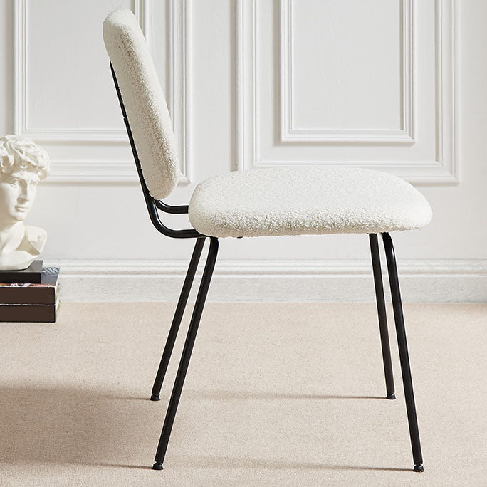 Contemporary Side Chair Open Back Metal Dining Room Chair in White