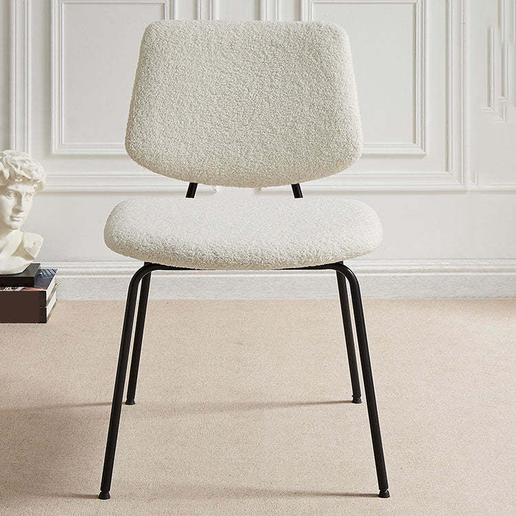Contemporary Side Chair Open Back Metal Dining Room Chair in White