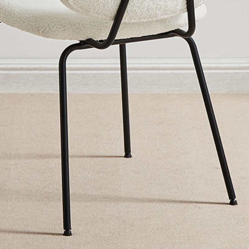 Contemporary Side Chair Open Back Metal Dining Room Chair in White