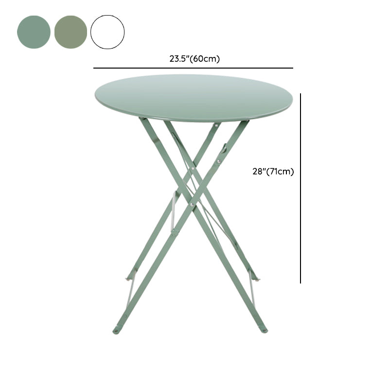 Modern Outdoor Bistro Table Set 3-Pieces Round Metal Fold and Store Bistro Set