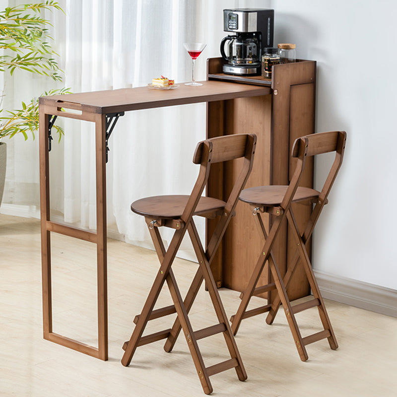 Wood Bar Pub Table Set 1/3 Pcs Folding Bar Table and Stools in Brown and Natural