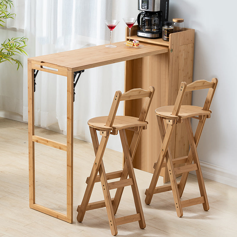 Wood Bar Pub Table Set 1/3 Pcs Folding Bar Table and Stools in Brown and Natural