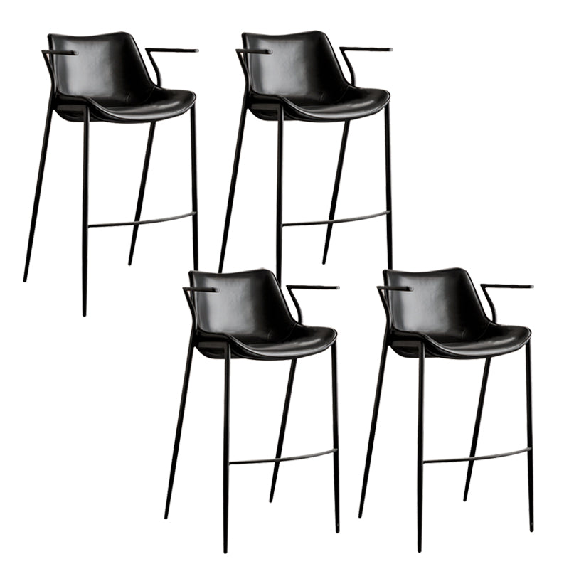 Faux Leather Counter Stool Modern Style Low Back Bar Stool with Footrest