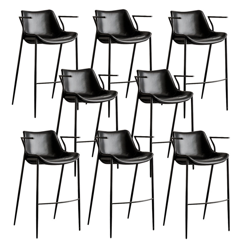 Faux Leather Counter Stool Modern Style Low Back Bar Stool with Footrest