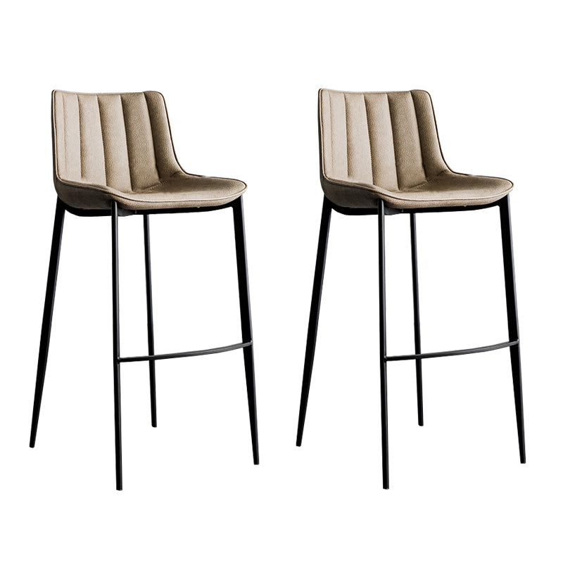 Faux Leather Counter Stool Modern Style Low Back Bar Stool with Footrest
