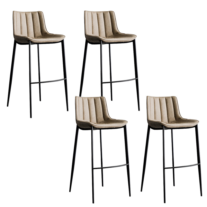 Faux Leather Counter Stool Modern Style Low Back Bar Stool with Footrest