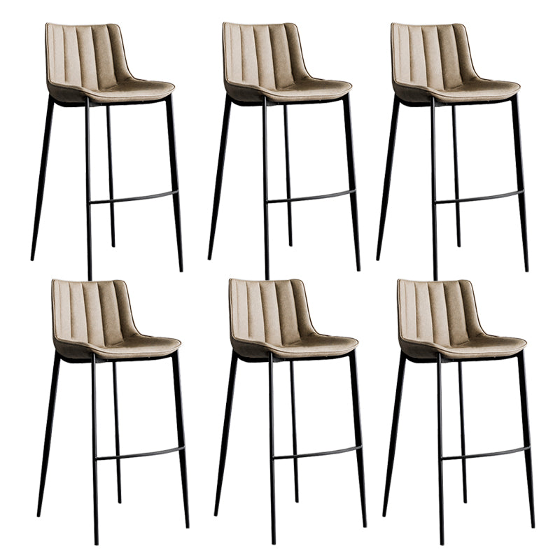 Faux Leather Counter Stool Modern Style Low Back Bar Stool with Footrest