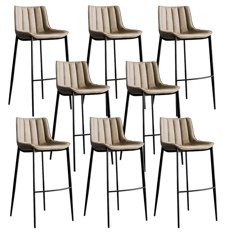 Faux Leather Counter Stool Modern Style Low Back Bar Stool with Footrest