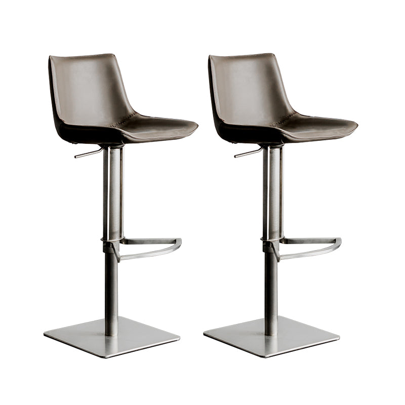 Faux Leather Counter Stool Modern Style Low Back Bar Stool with Footrest