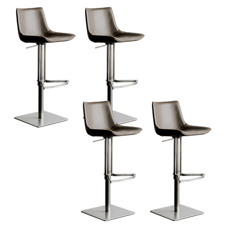 Faux Leather Counter Stool Modern Style Low Back Bar Stool with Footrest