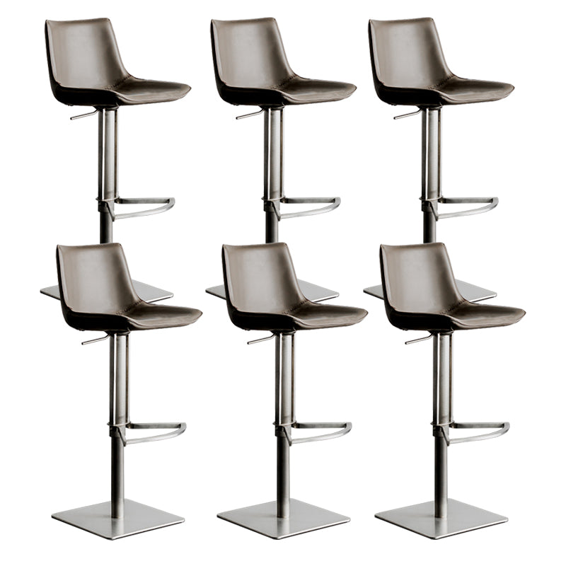 Faux Leather Counter Stool Modern Style Low Back Bar Stool with Footrest