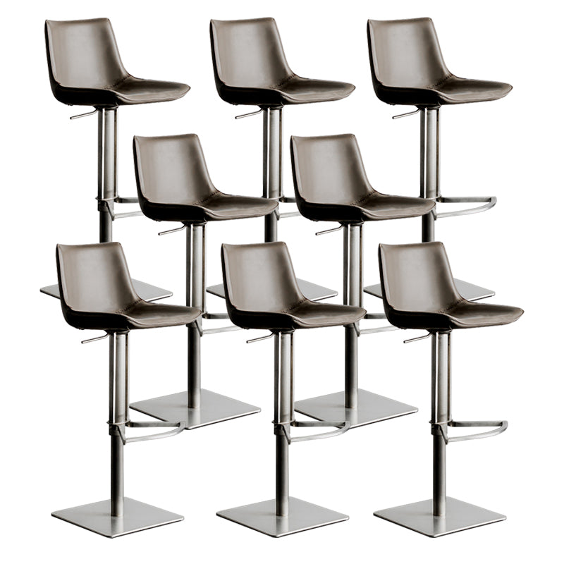 Faux Leather Counter Stool Modern Style Low Back Bar Stool with Footrest