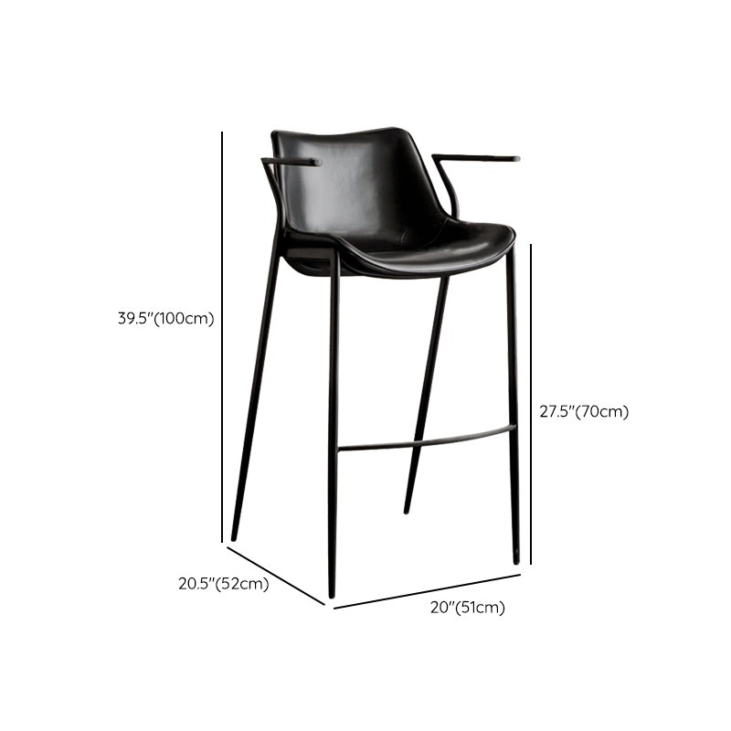 Faux Leather Counter Stool Modern Style Low Back Bar Stool with Footrest