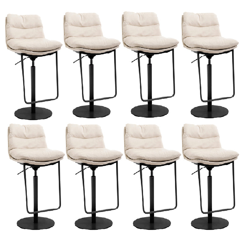 Contemporary Style Armless Barstool Leather Adjustable Height Bar Stool