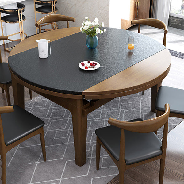Round Dining Site Table Contemporary Style Stone Furniture with Drop-Leaf