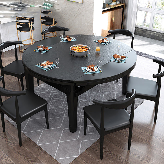 Round Dining Site Table Contemporary Style Stone Furniture with Drop-Leaf