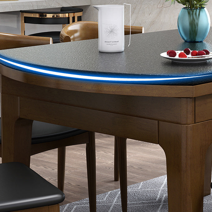 Round Dining Site Table Contemporary Style Stone Furniture with Drop-Leaf