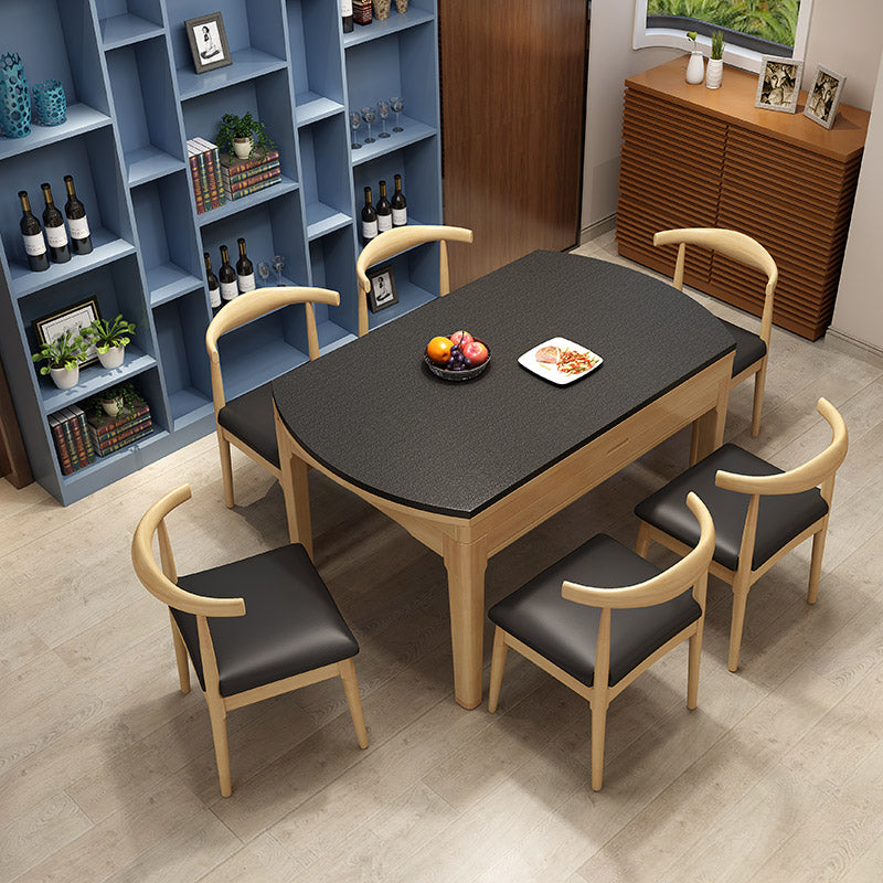 Simplicity Style Dining Site Table Round Stone Furniture with Drop-Leaf