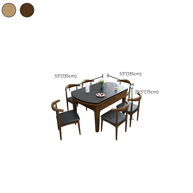 Simplicity Style Dining Site Table Round Stone Furniture with Drop-Leaf