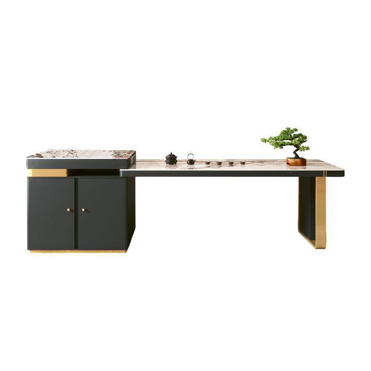 Extendable Dining Table Double Pedestal Table for Kitchen Dining Room